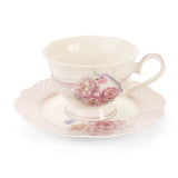 Porcelán teás csésze + alj 220 ml 2 személyes Fiorira díszdobozzal virágos madaras
