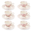 Porcelán kávés csésze + alj 90 ml 6 személyes Fiorira díszdobozzal virágos