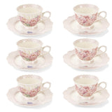Porcelán kávés csésze + alj 90 ml 6 személyes Fiorira díszdobozzal virágos