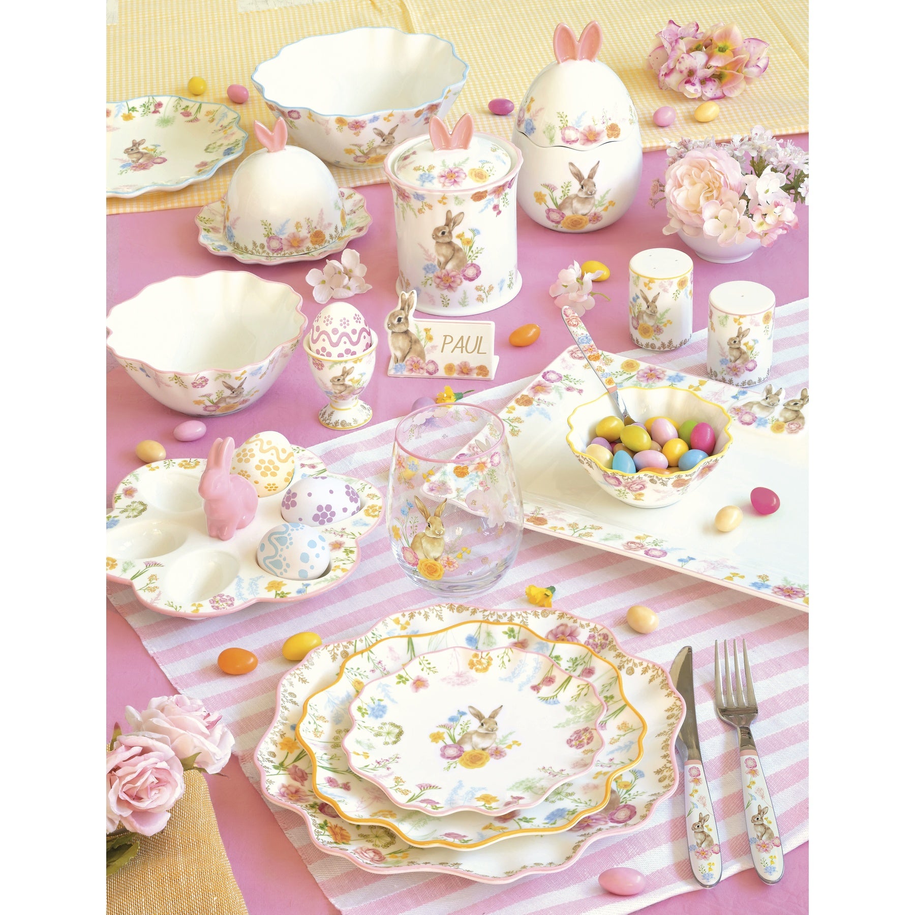 Húsvéti nyuszis porcelán desszertes tányér 21 cm Trés Jolie