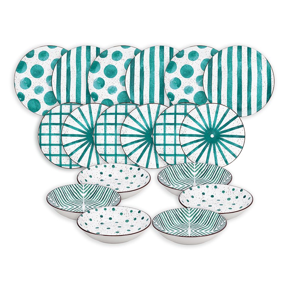 Tognana Zöld 18 részes porcelán étkészlet MOON TEAL MIRAGE
