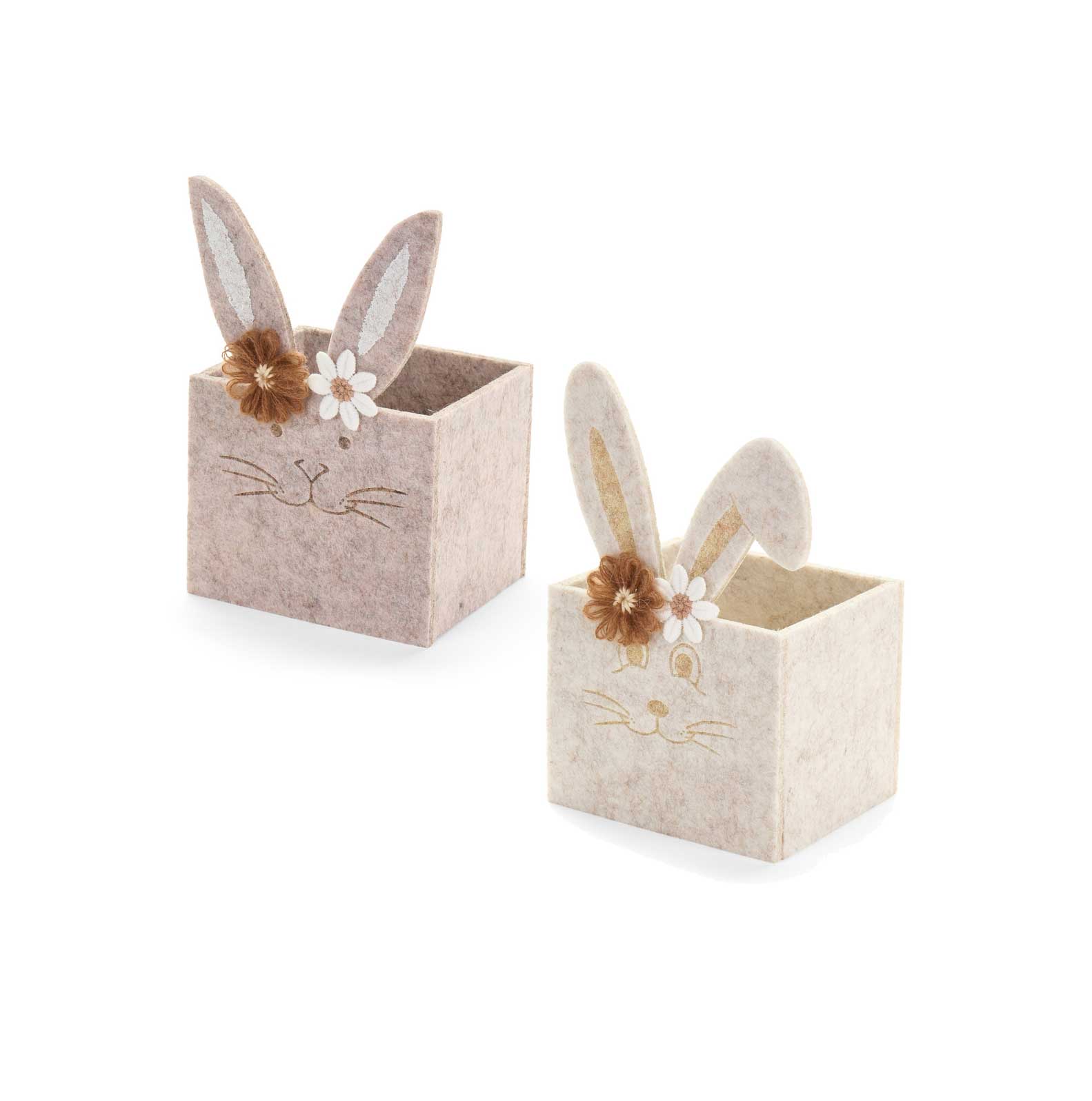 Húsvéti Filc doboz nyuszifüles 12x10x10 cm barna vagy fehér