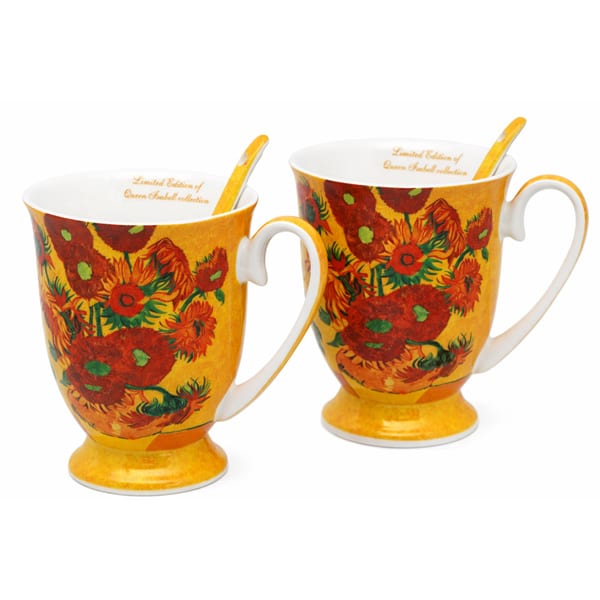 Van Gogh Napraforgók porcelán bögre szett kanállal 300 ml - díszdobozos