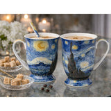 Van Gogh Csillagos éj porcelán bögre szett kanállal 300 ml - szív díszdobozos