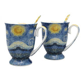 Van Gogh Csillagos éj porcelán bögre szett kanállal 300 ml - szív díszdobozos