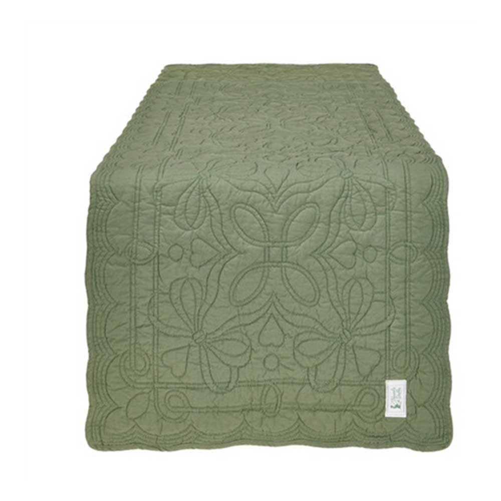 Zöld steppelt asztali futó 40x140 cm pamut