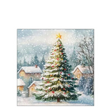 Karácsonyi szalvéta – Fa a hóban, 25x25 cm, 20 db-os