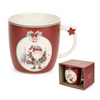 Karácsonyi porcelán bögre 360 ml piros télapós