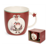 Karácsonyi porcelán bögre 360 ml piros télapós