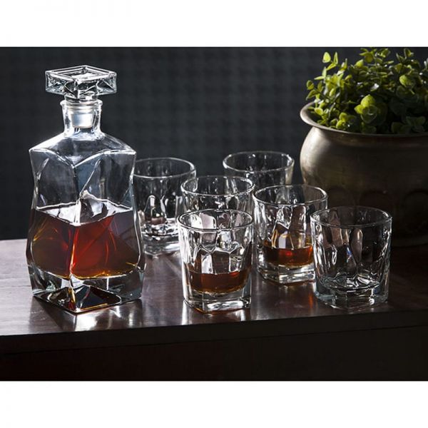 Marco üveg whisky-s pohár készlet és decanter szett 750 ml - 6 pohárral