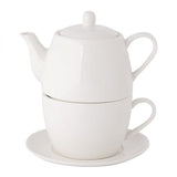 Porcelán egyszemélyes teáskészlet krém fehér