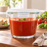Üveg hőálló ételtároló doboz műanyag tetővel szilikon tömítés - 700 ml - 13x10,5 cm