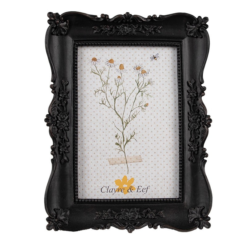 Képkeret Antikolt fekete virágos sarok díszes képkeret 10x15 cm