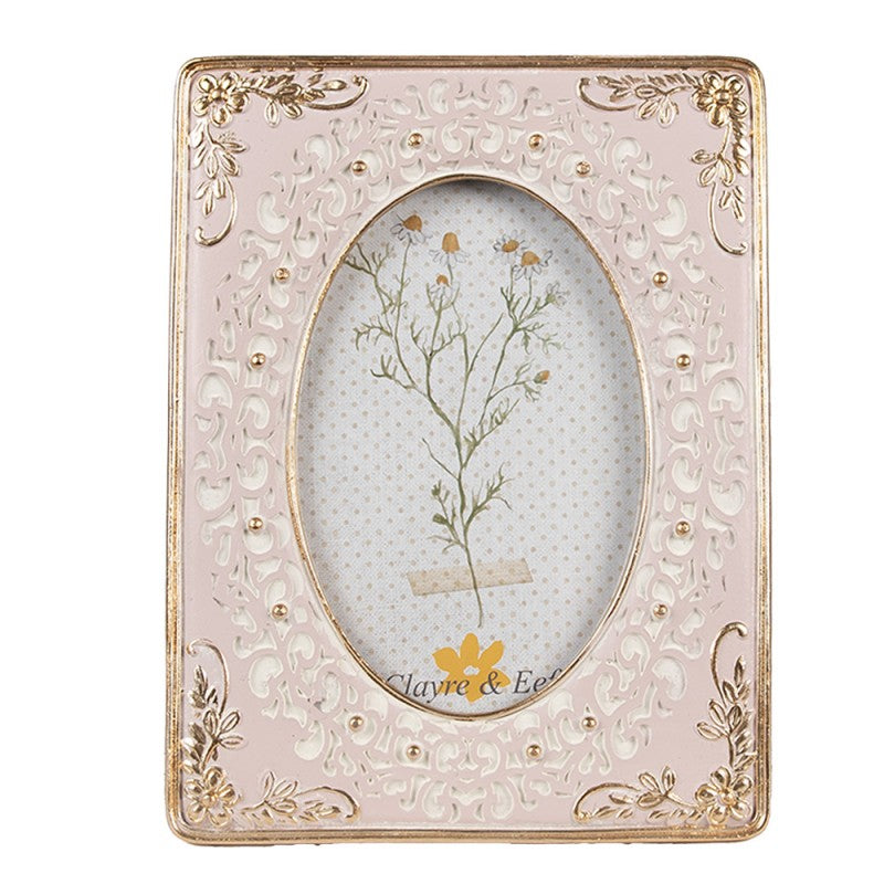 Képkeret Antikolt rózsaszín arany díszes képkeret 10x15 cm