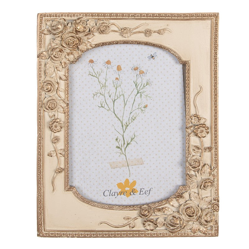 Képkeret Arany bézs rózsa virágos vintage képkeret 13x18 cm