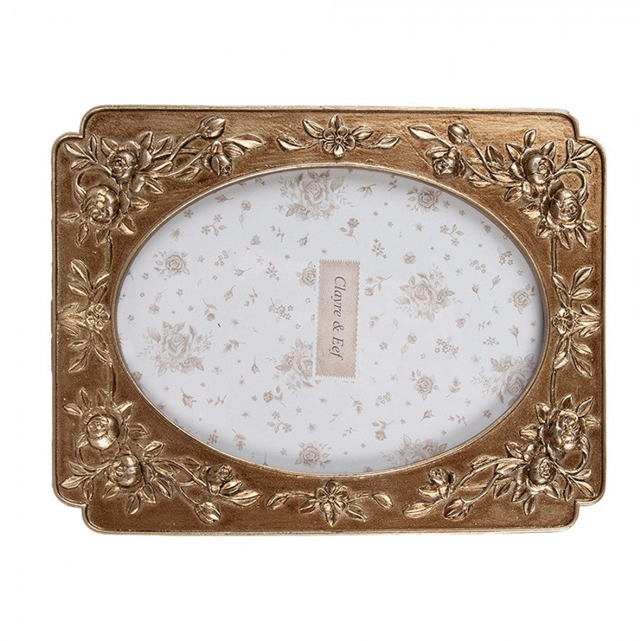Képkeret Arany rózsás vintage képkeret 10x15 cm