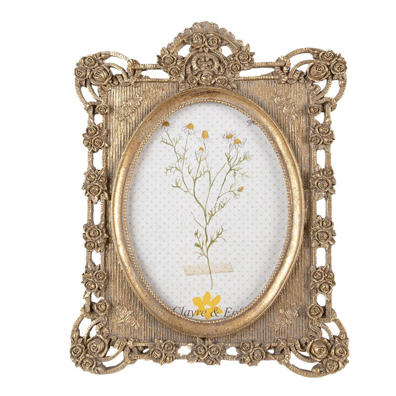 Képkeret Arany színű vintage fényképkeret rózsás 13x18 cm