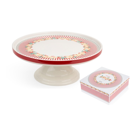 Karácsonyi porcelán talpas tortatál 27x10 cm mézeskalács baba