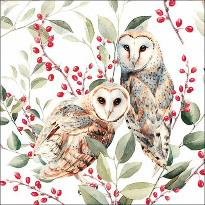 Szalvéta Bagoly pár papírszalvéta 33x33 cm 20 db Barn owl couple