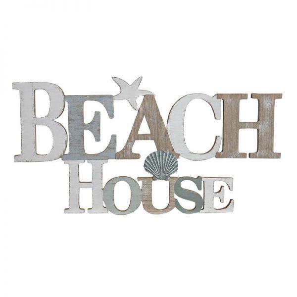 Bögre, csésze BEACH HOUSE felirat - nyári fa fali dekoráció