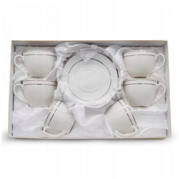 Porcelán kávéscsésze aljjal 230 ml - 6 személyes készlet díszdobozban