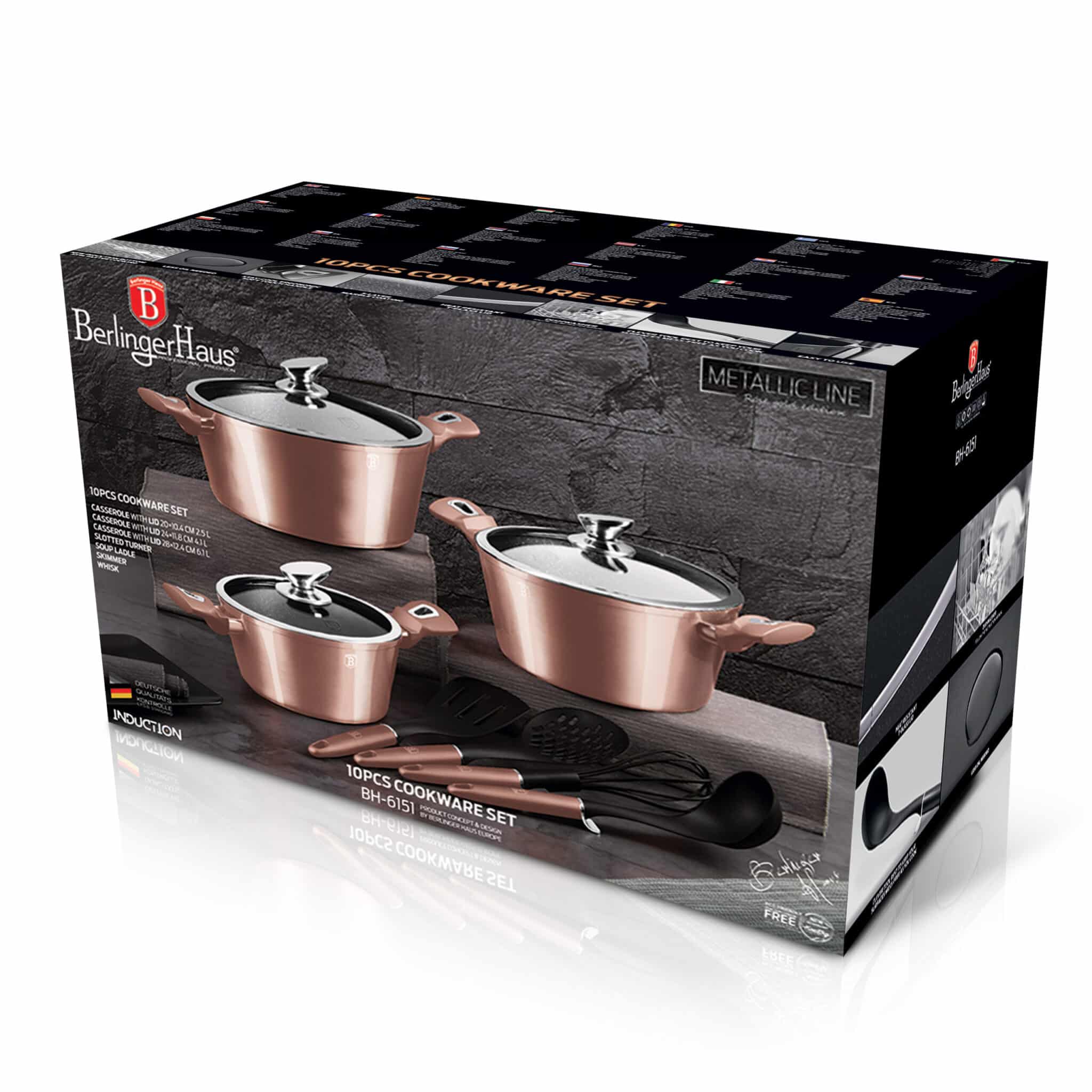 Berlinger Haus 10 részes indukciós edénykészlet Metallic Line Rose Gold Edition