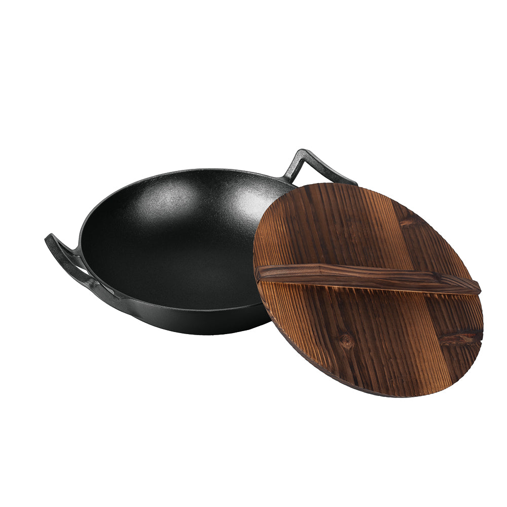 Berlinger Haus öntöttvas wok serpenyő fa fedővel Black Rose Collection