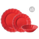 Elite prémium piros 18 részes porcelán étkészlet