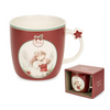 Karácsonyi porcelán bögre 360 ml piros angyalos