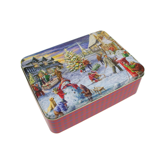 Karácsonyi fémdoboz Weihnachtsmarkt 223x167x70 mm