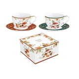 Őszi Porcelán teás csésze + alj 240 ml 2 személyes dobozban Autumn Breeze