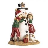 Gyerekek hóemberrel vintage karácsonyi figura