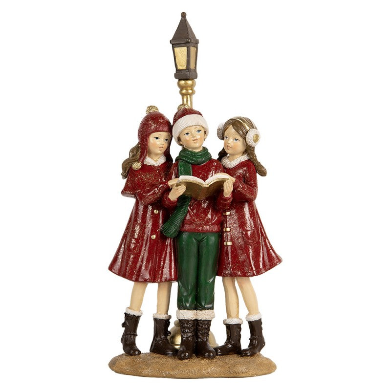 Éneklő gyerekek kandeláberrel vintage karácsonyi figura 28 cm