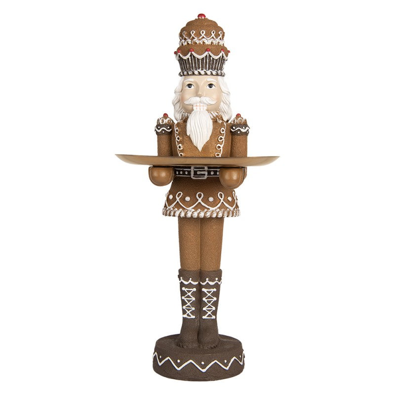 Diótörő figura mézeskalács díszes ruhában tálcával 40 cm