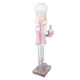 Nagyméretű rózsaszín diótörő figura 47 cm magas szakács ruhában