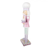 Nagyméretű rózsaszín diótörő figura 47 cm magas szakács ruhában