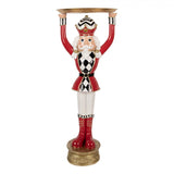 Nagyméretű diótörő figura tálcával 65 cm magas piros fehér