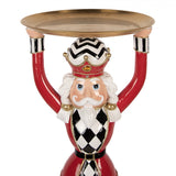 Nagyméretű diótörő figura tálcával 65 cm magas piros fehér