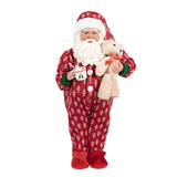 Mikulás pizsamában macival karácsonyi figura 45 cm