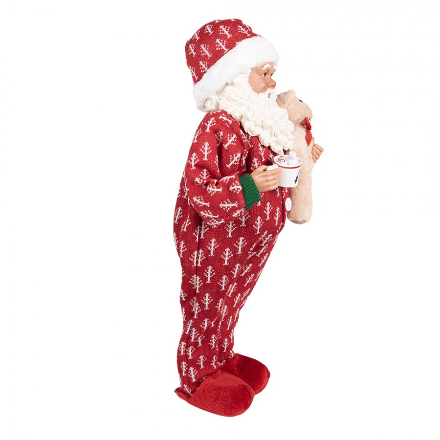 Mikulás pizsamában macival karácsonyi figura 45 cm