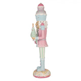 Nagyméretű rózsaszín diótörő figura 61 cm magas LED-világítással