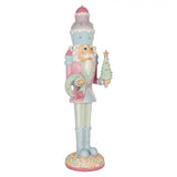 Nagyméretű rózsaszín diótörő figura 61 cm magas LED-világítással