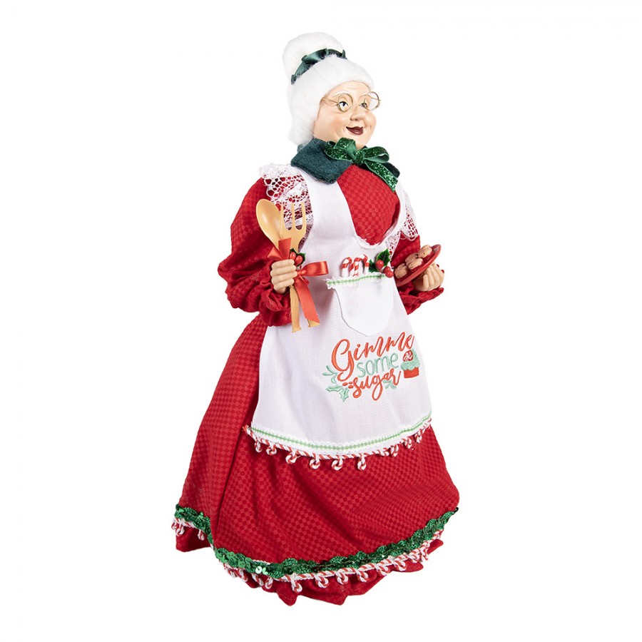 Mikulásanyó szakácsruhában karácsonyi figura 46 cm