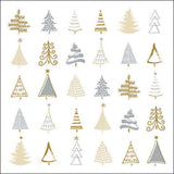 Szalvéta Christmas tree doodles silver karácsonyi három rétegű papírszalvéta 33x33 cm