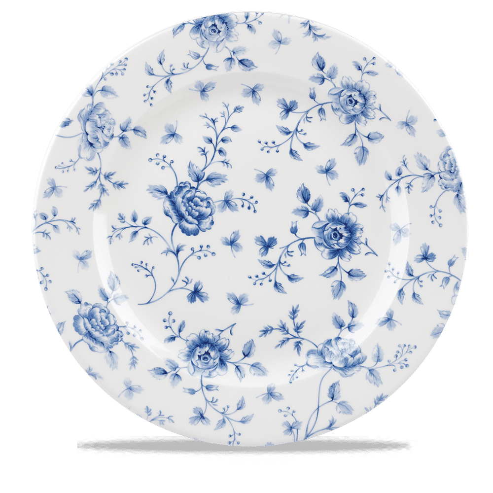Churchill Vintage Prints fehér kék virágos porcelán peremes nagy tányér 30.5 cm
