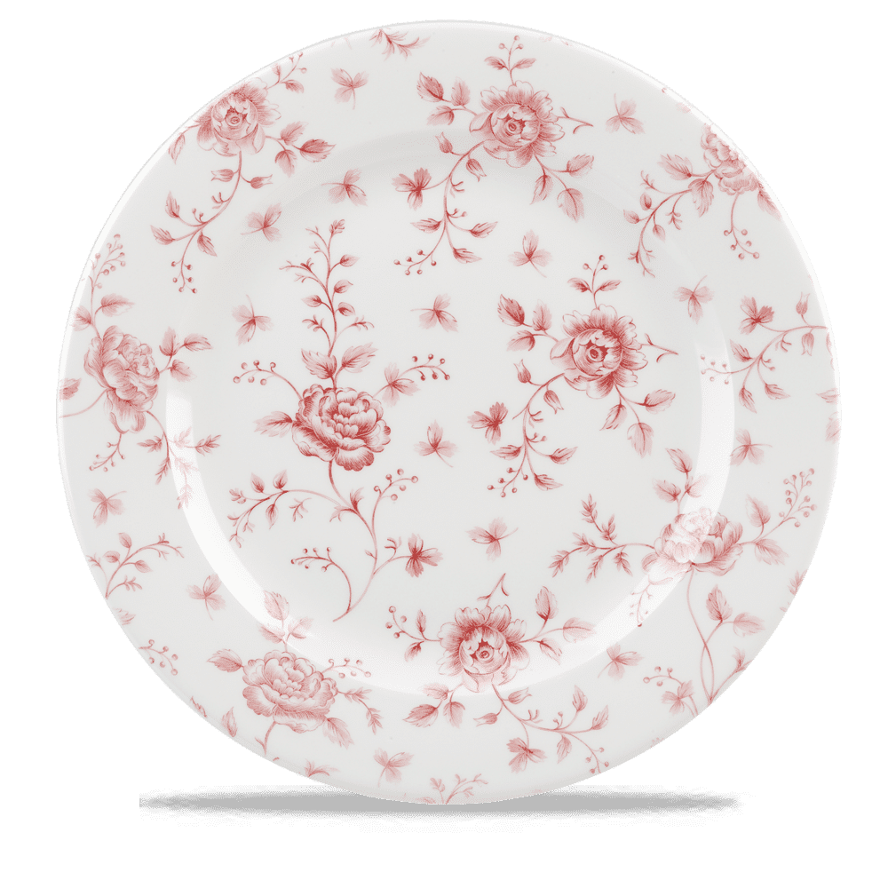 Churchill Vintage Prints fehér piros virágos porcelán peremes nagy tányér 30.5 cm