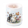 Cicás átvilágítós viasz gyertya 10x10 cm Kittens in flower field