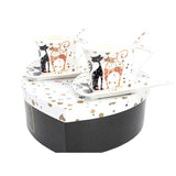 Cicás porcelán kávés csésze alj 2 személyes szett 180 ml kanállal díszdobozban