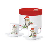 Bögre, csésze Cicás és egérkés porcelán eszpresszó kávés csésze 2 db szett díszdobozban Fridolin & Kitty