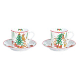 Bögre, csésze Cicás kutyás karácsonyi porcelán eszpresszó csésze szett 2 db Christmas Gang